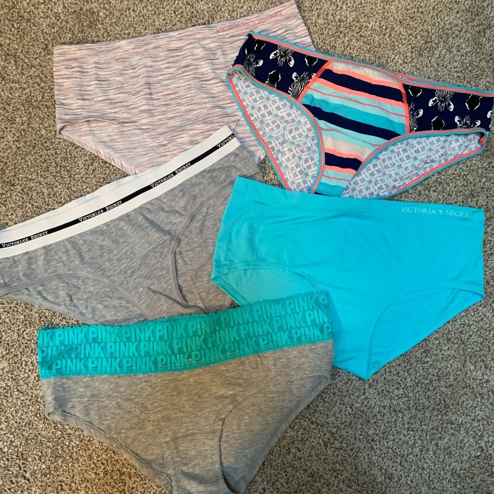5 PAIR VICTORIA SECRET HIPSTER PANTIES SIZE L  #8